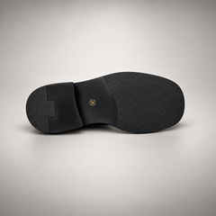 Black Leather Oversized-Buckle Moc-Toe Shoes outsole view