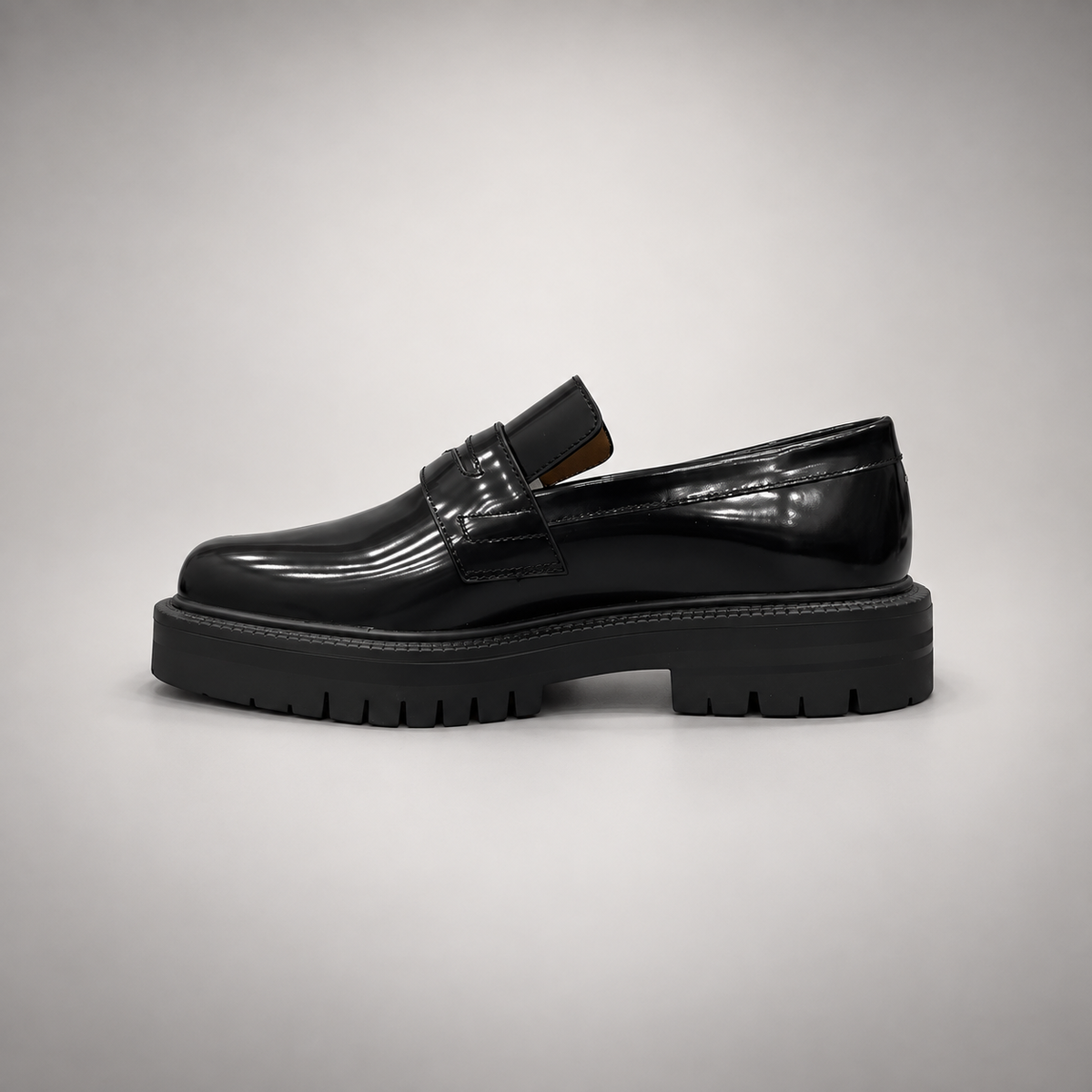 Black Patent Leather Split-Toe Platform Loafers opposite side