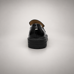 Black Patent Leather Split-Toe Platform Loafers rear view