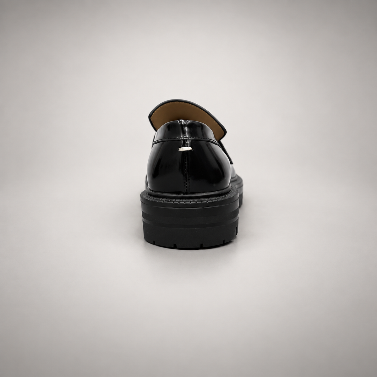 Black Patent Leather Split-Toe Platform Loafers rear view