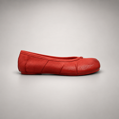 Red Leather Split-Toe Bow Ballet Flats side view