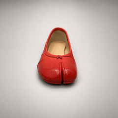 Red Leather Split-Toe Bow Ballet Flats top view