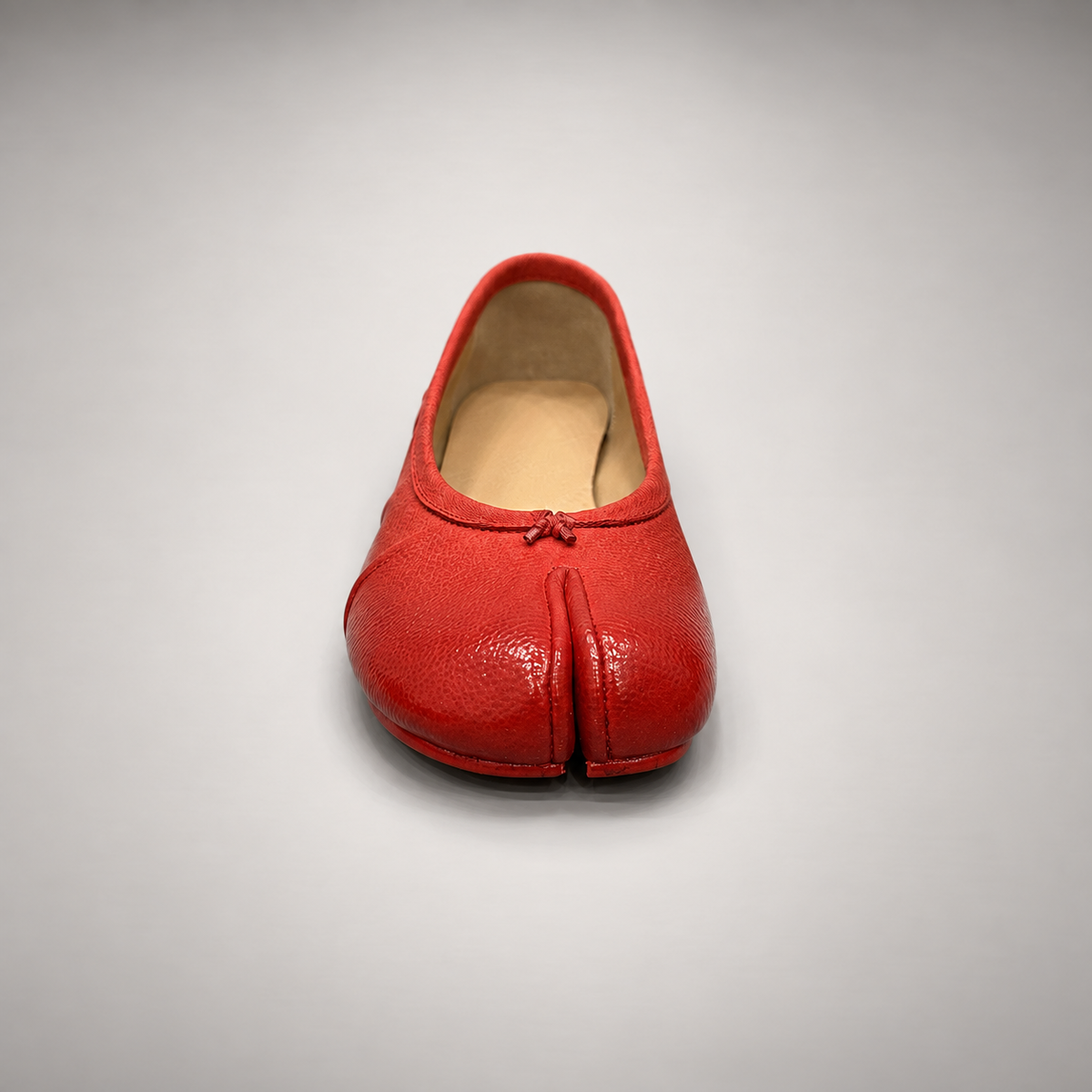 Red Leather Split-Toe Bow Ballet Flats top view