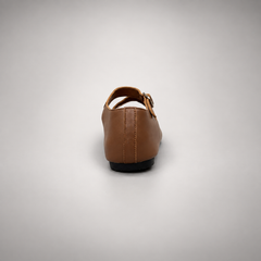 Brown Leather Split-Toe Mary Jane Flats rear view
