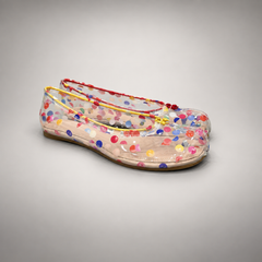 Multicolor Polka-Dot Clear PVC Ballet Flats pair view