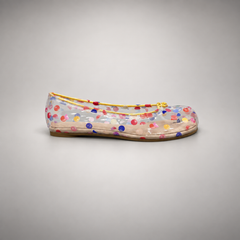 Multicolor Polka-Dot Clear PVC Ballet Flats side view