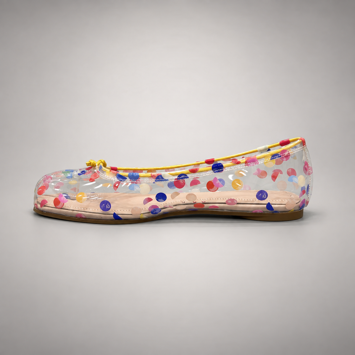 Multicolor Polka-Dot Clear PVC Ballet Flats opposite side