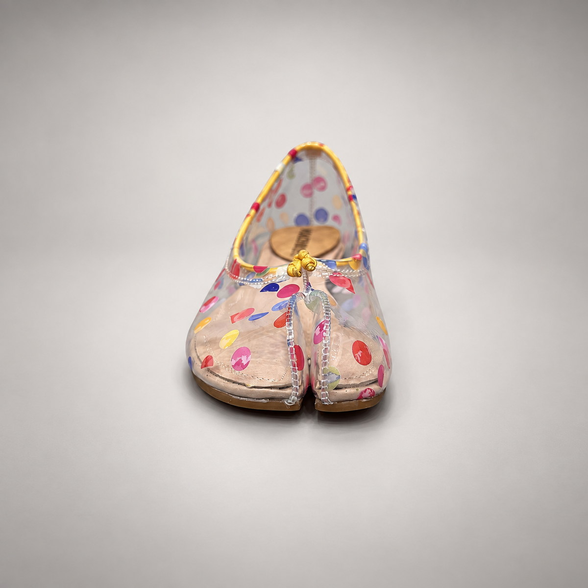 Multicolor Polka-Dot Clear PVC Ballet Flats top view