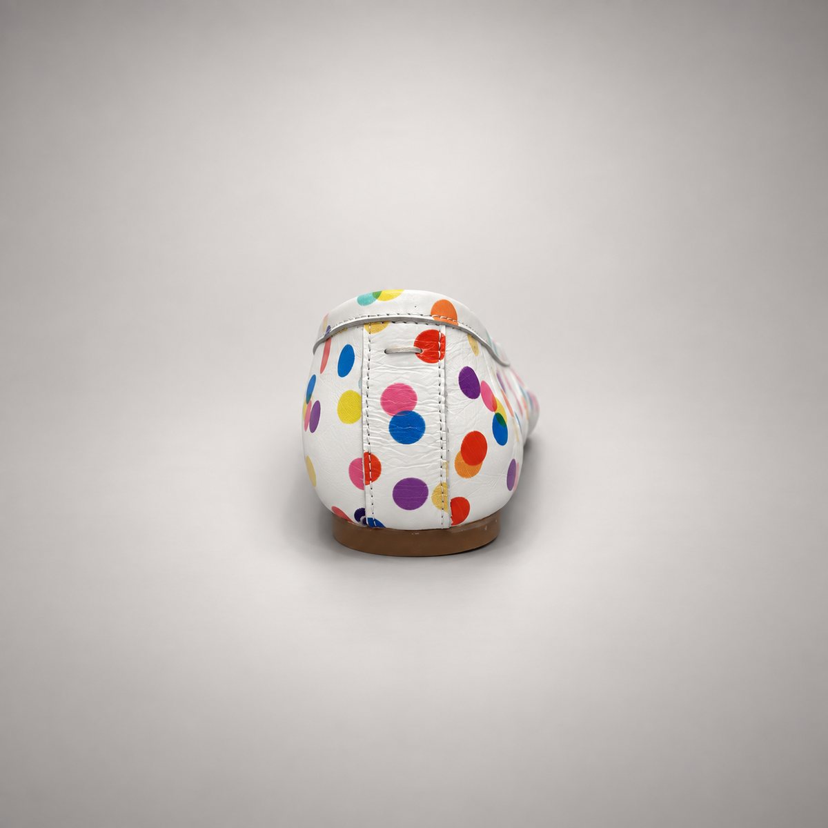 White Multicolor Polka-Dot Leather Ballet Flats rear view