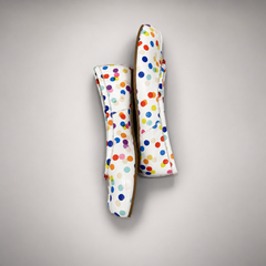White Multicolor Polka-Dot Leather Ballet Flats top view