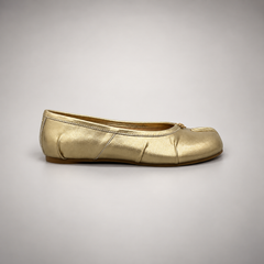 Gold Leather Split-Toe Bow Ballet Flats side view