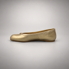 Gold Leather Split-Toe Bow Ballet Flats opposite side