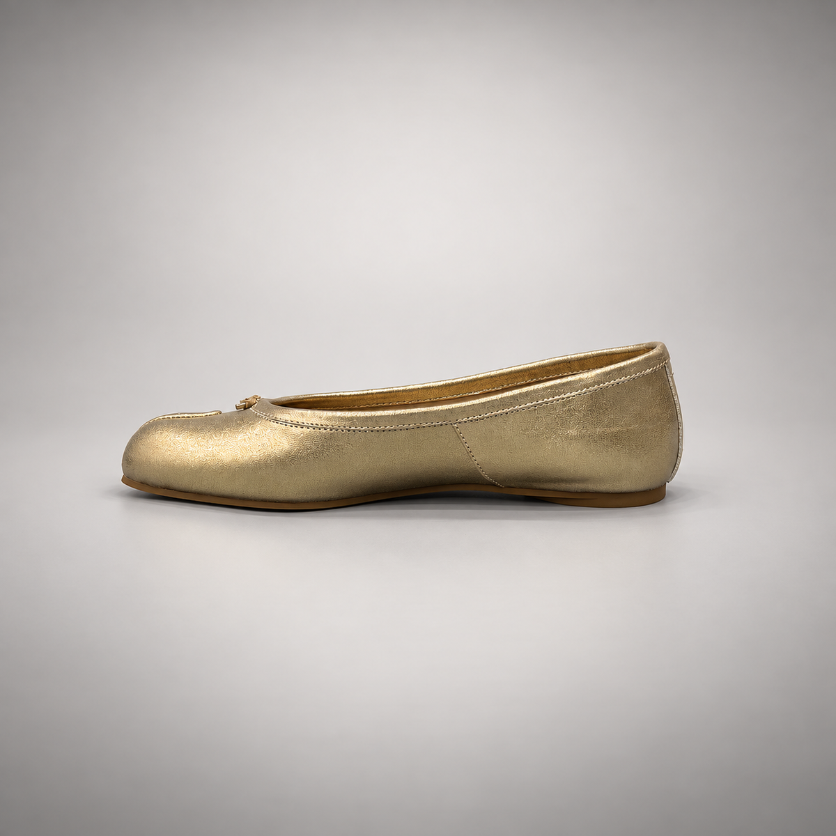 Gold Leather Split-Toe Bow Ballet Flats opposite side