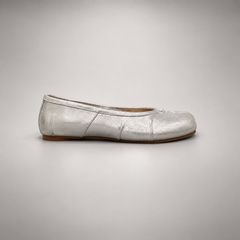 Silver Leather Split-Toe Bow Ballet Flats side view