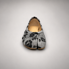 Gray and Black Animal-Print Split-Toe Ballet Flats outsole view