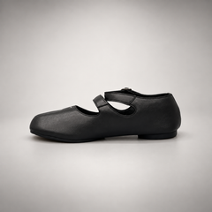 Black Leather Split-Toe Mary Jane Flats opposite side