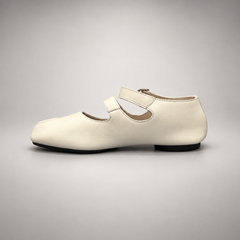 White Leather Split-Toe Mary Jane Flats opposite side