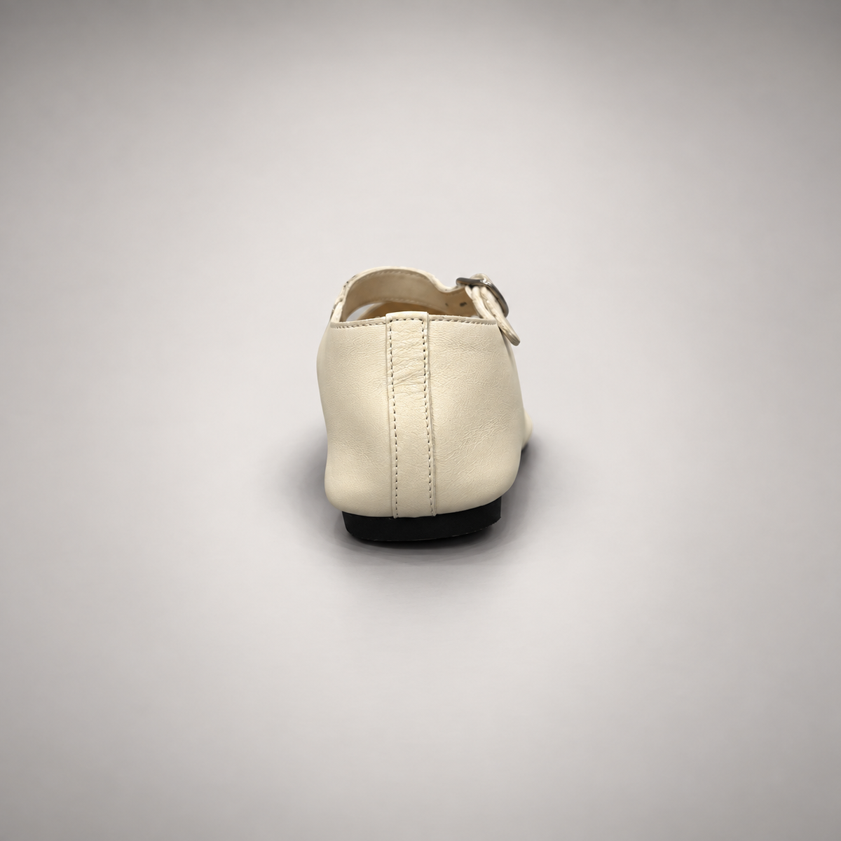 White Leather Split-Toe Mary Jane Flats rear view
