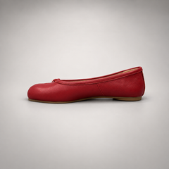 Red Leather Split-Toe Bow Ballet Flats opposite side