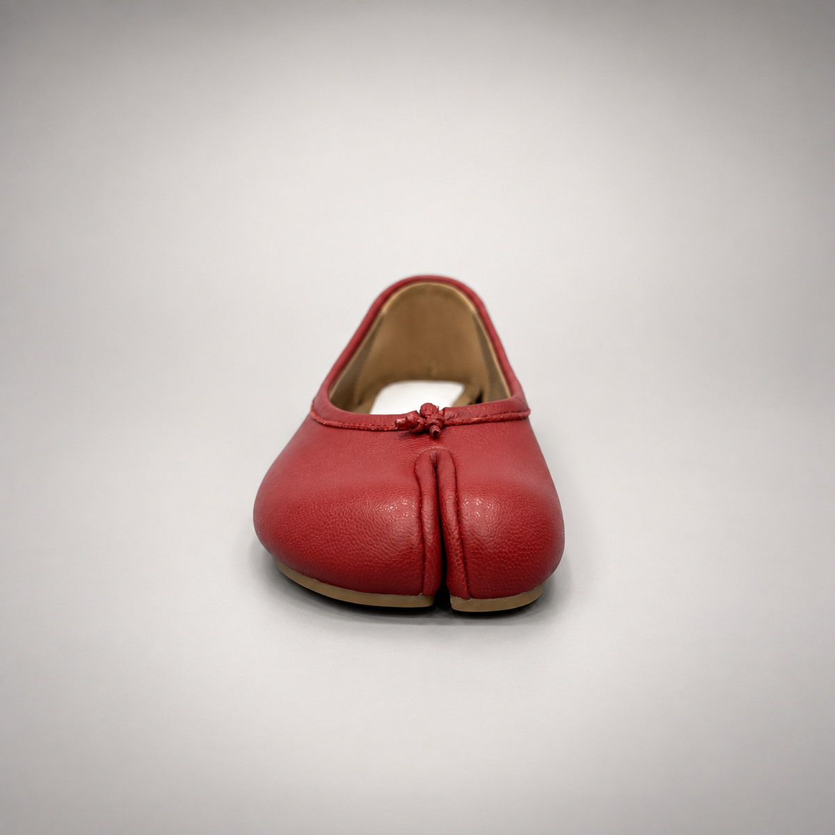 Red Leather Split-Toe Bow Ballet Flats outsole view