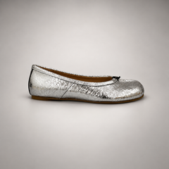Silver Metallic Leather Split-Toe Ballet Flats side view