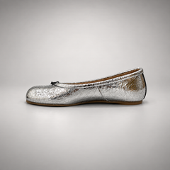 Silver Metallic Leather Split-Toe Ballet Flats opposite side