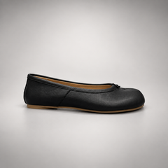 Black Leather Split-Toe Ballet Flats side detail