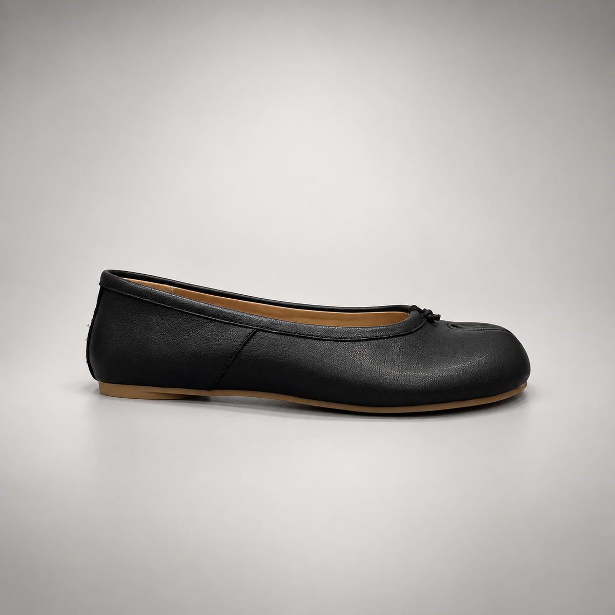 Black Leather Split-Toe Ballet Flats side detail