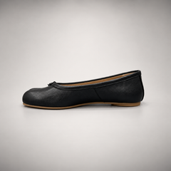 Black Leather Split-Toe Ballet Flats opposite-side detail