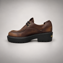 Brown Leather Platform Moc-Toe Lace-Up Shoes detail view