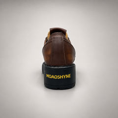 Brown Leather Platform Moc-Toe Lace-Up Shoes opposite side