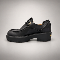 Black Leather Platform Moc-Toe Lace-Up Shoes detail view