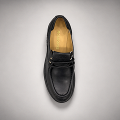 Black Leather Platform Moc-Toe Lace-Up Shoes rear view