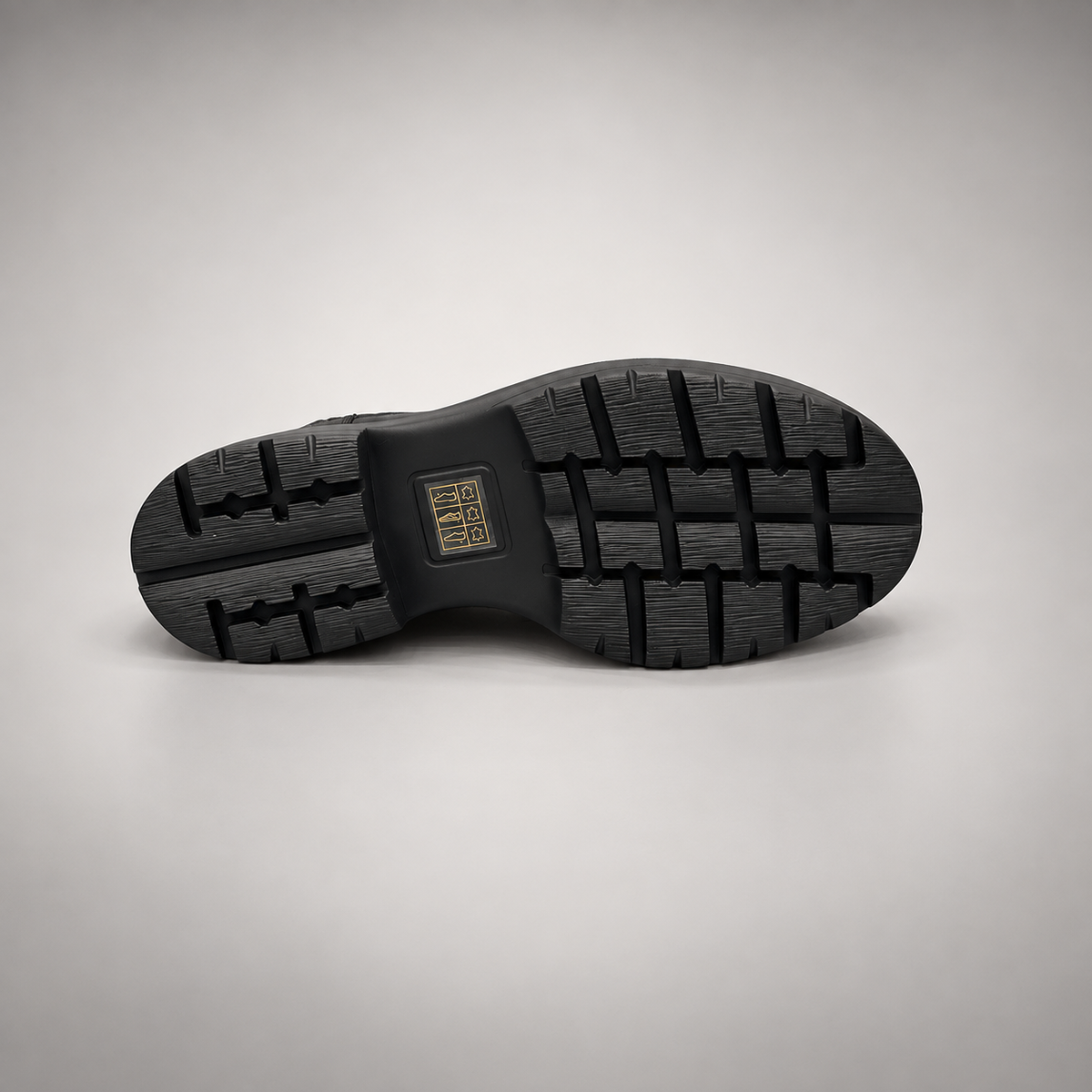 Black Leather Platform Moc-Toe Lace-Up Shoes outsole view