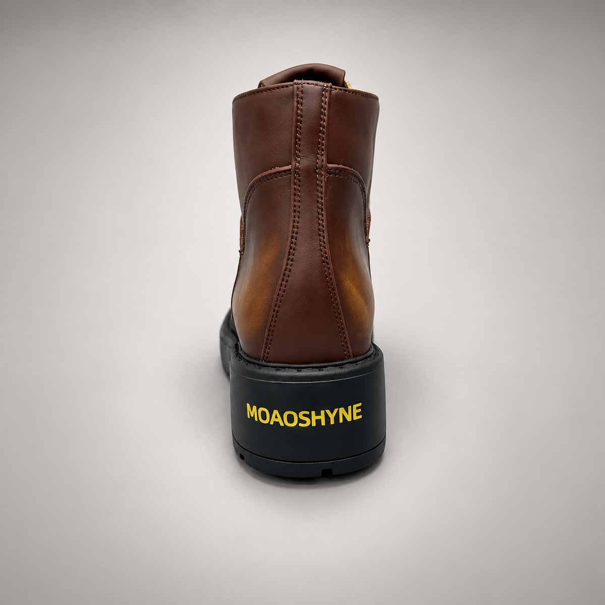 Brown Leather Platform Moc-Toe Ankle Boots outsole view