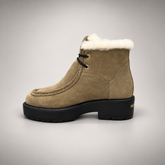 Beige Suede Wool-Lined Platform Ankle Boots opposite side