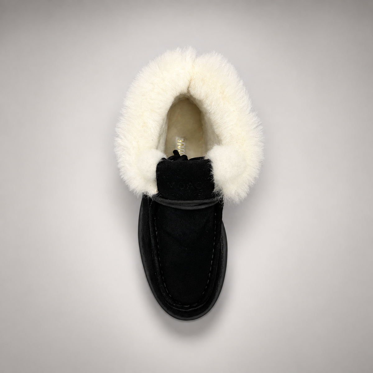 Black Suede Wool-Lined Platform Ankle Boots top view