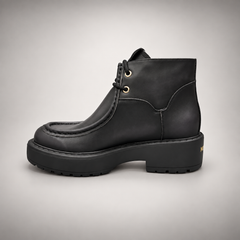 Black Leather Platform Moc-Toe Ankle Boots opposite side