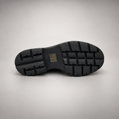 Black Leather Platform Moc-Toe Ankle Boots outsole view