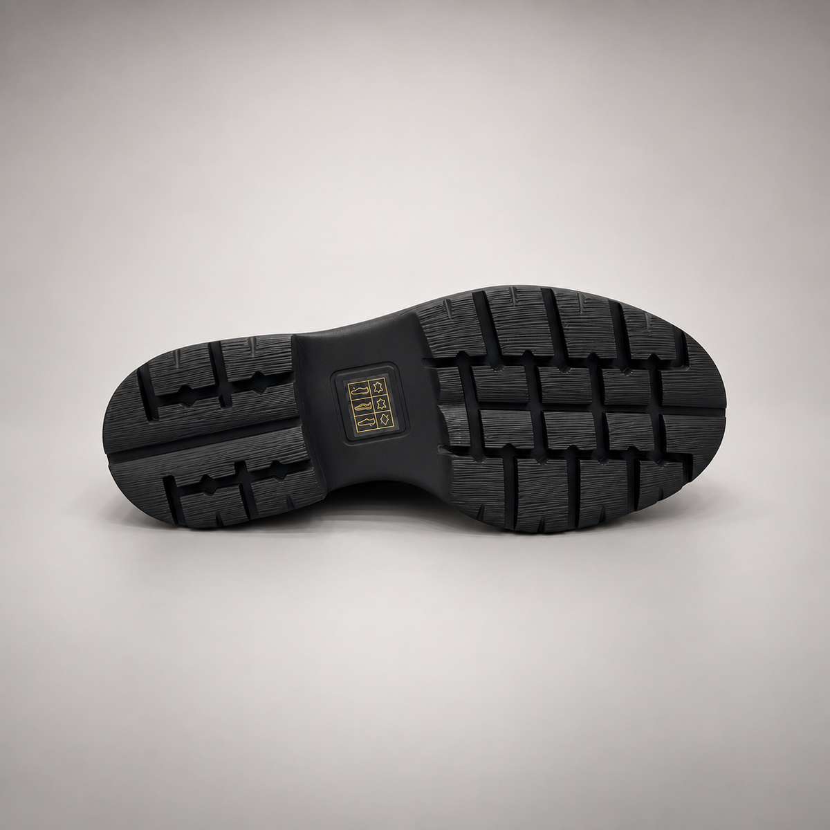 Black Leather Platform Moc-Toe Ankle Boots outsole view