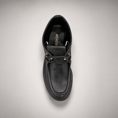 Black Leather Platform Moc-Toe Ankle Boots top view