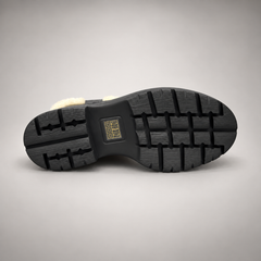 Black Leather Wool-Lined Platform Mid-Calf Boots outsole view