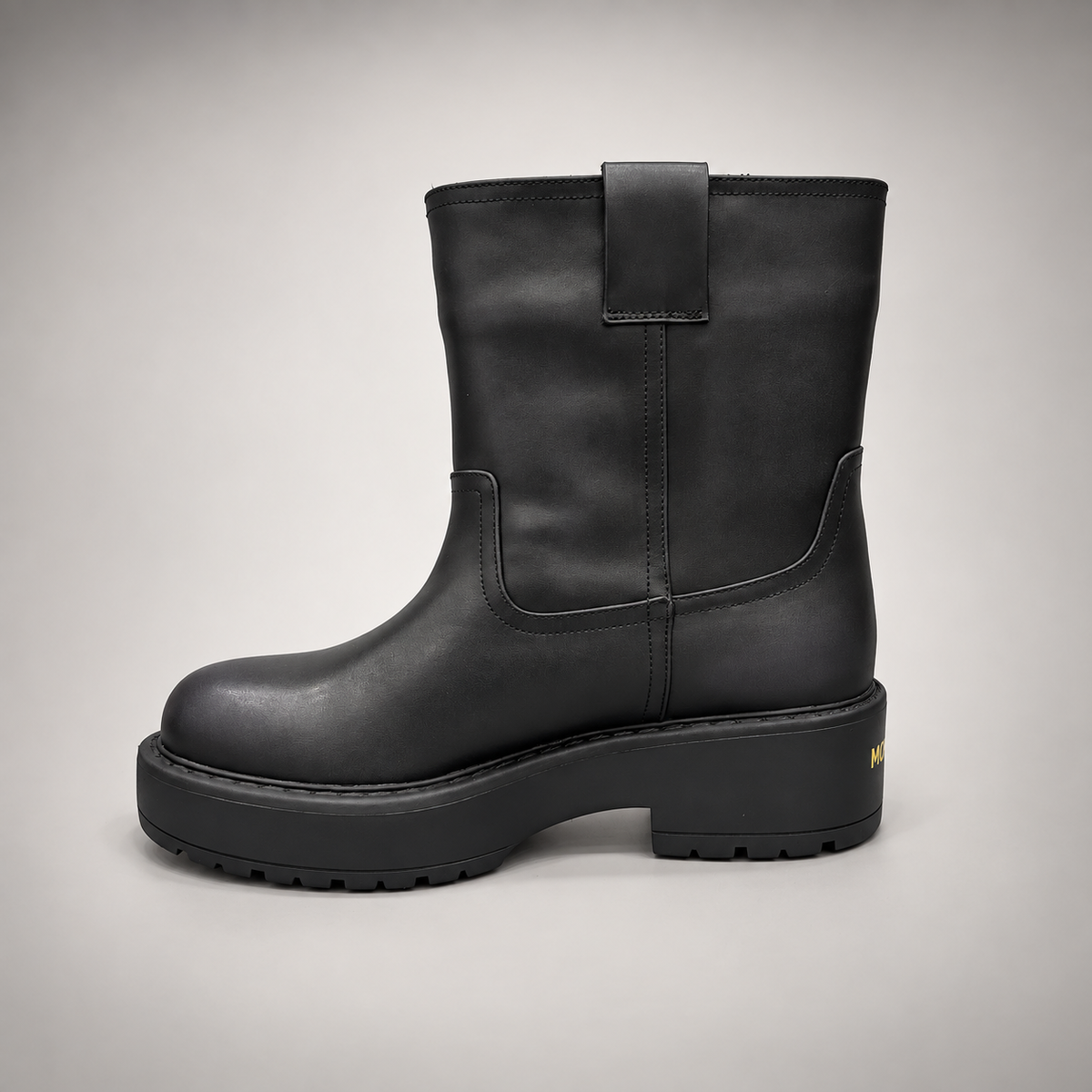 Black Leather Platform Mid-Calf Boots opposite side