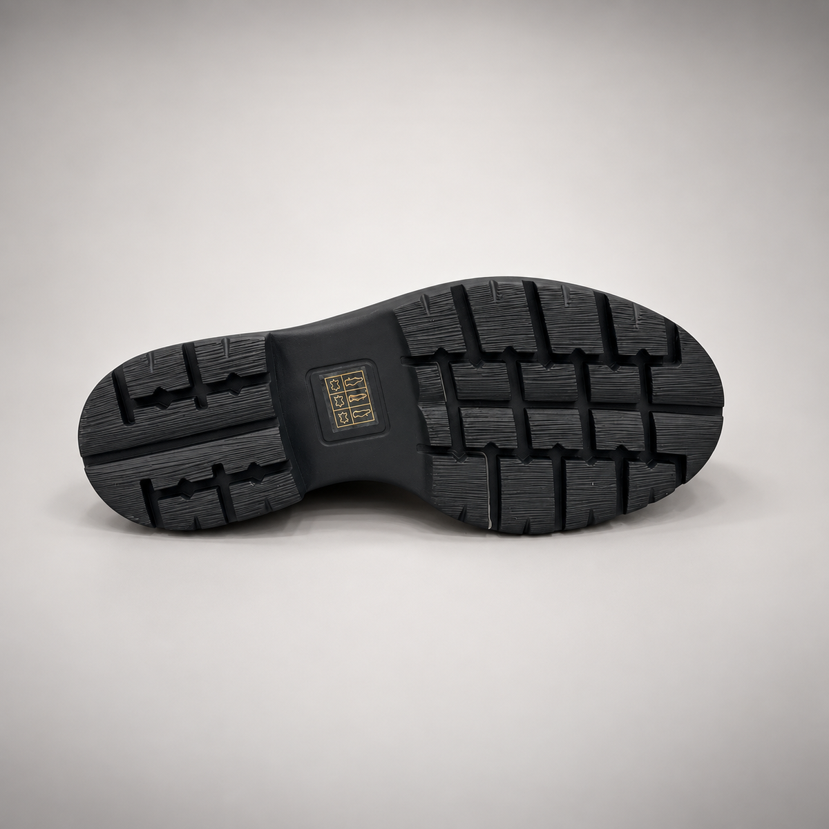 Black Leather Platform Mid-Calf Boots outsole view