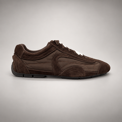 Dark Brown Suede Low-Top Lace-Up Sneakers side view