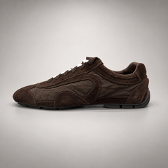 Dark Brown Suede Low-Top Lace-Up Sneakers opposite side