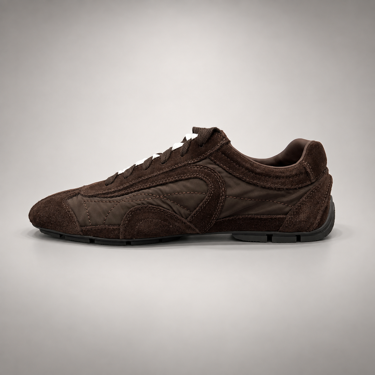 Dark Brown Suede Low-Top Lace-Up Sneakers opposite side