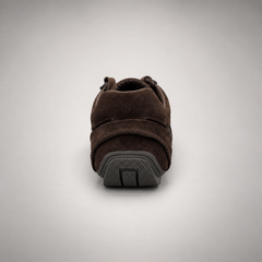 Dark Brown Suede Low-Top Lace-Up Sneakers rear view