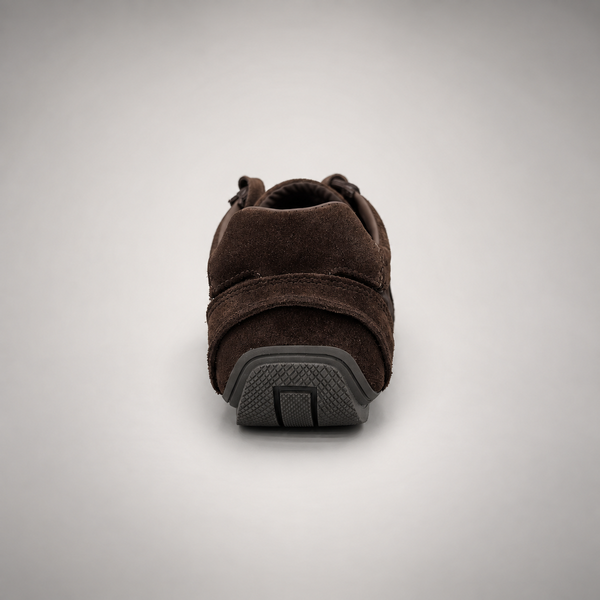 Dark Brown Suede Low-Top Lace-Up Sneakers rear view