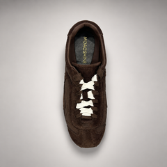 Dark Brown Suede Low-Top Lace-Up Sneakers top view